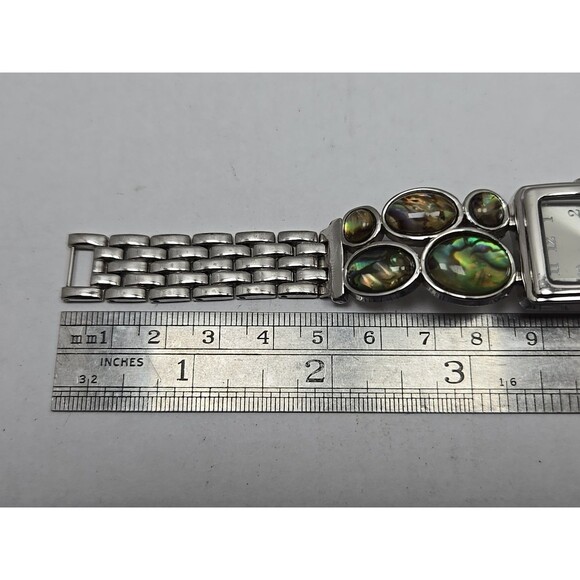 Women Abalone Bracelet Watch Silver Tone Quartz Japan Movement New Battery Dress - Picture 9 of 10